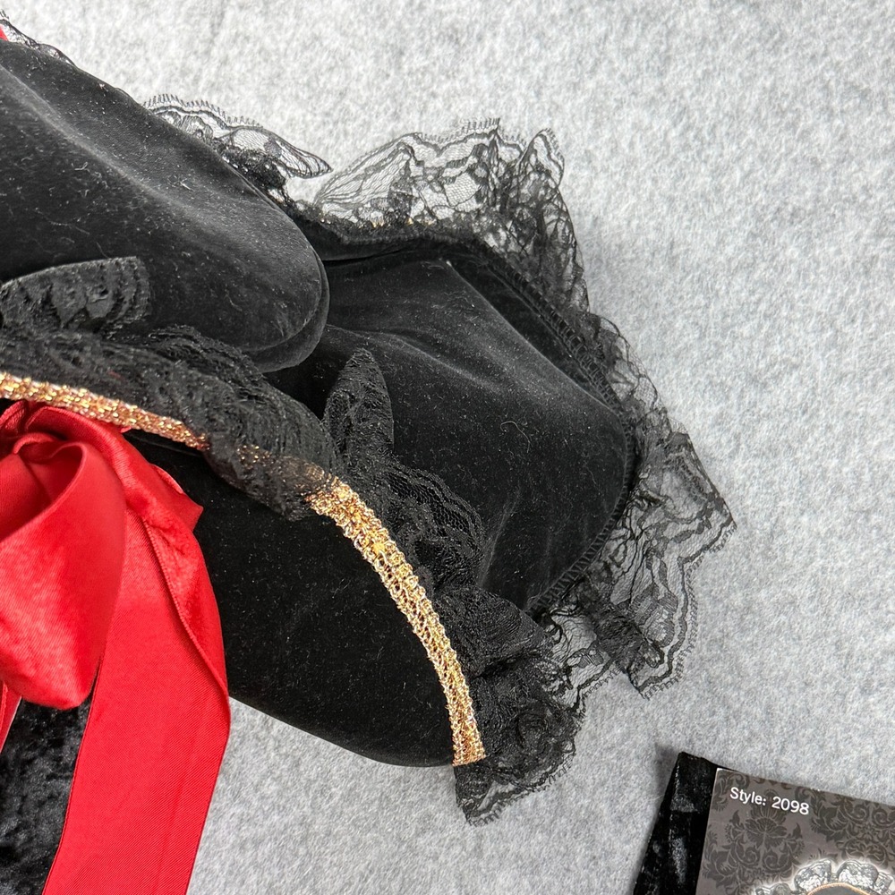 Leg Avenue Vixen Pirate Wench Costume Red Black Velvet Dress Small Hat Set - Picture 13 of 14